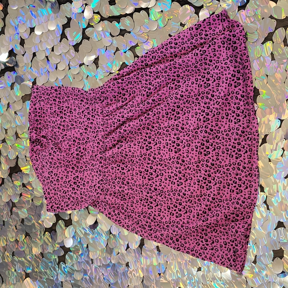 Pink leopard print mini dress